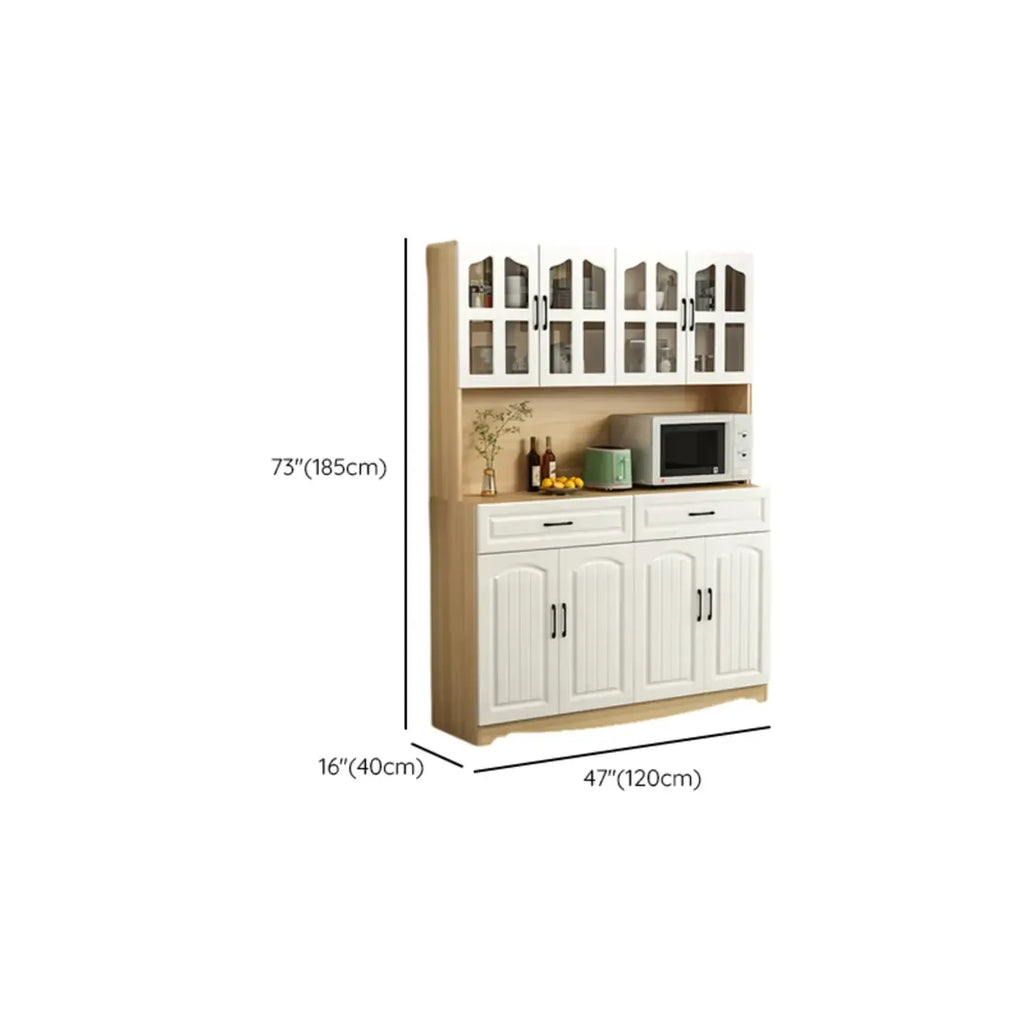 Buffet de cuisine en bois à plusieurs compartiments de rangement avec support pour micro-ondes