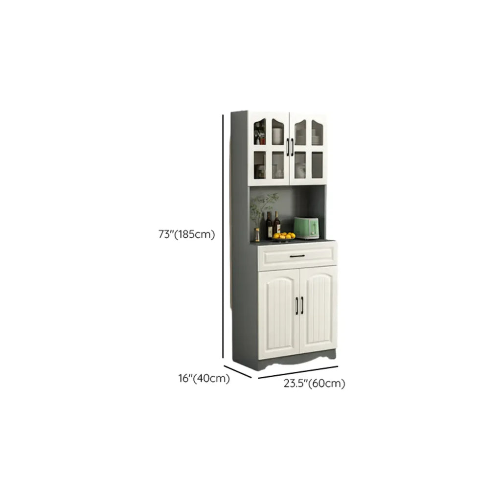 Buffet de cuisine en bois à plusieurs compartiments de rangement avec support pour micro-ondes