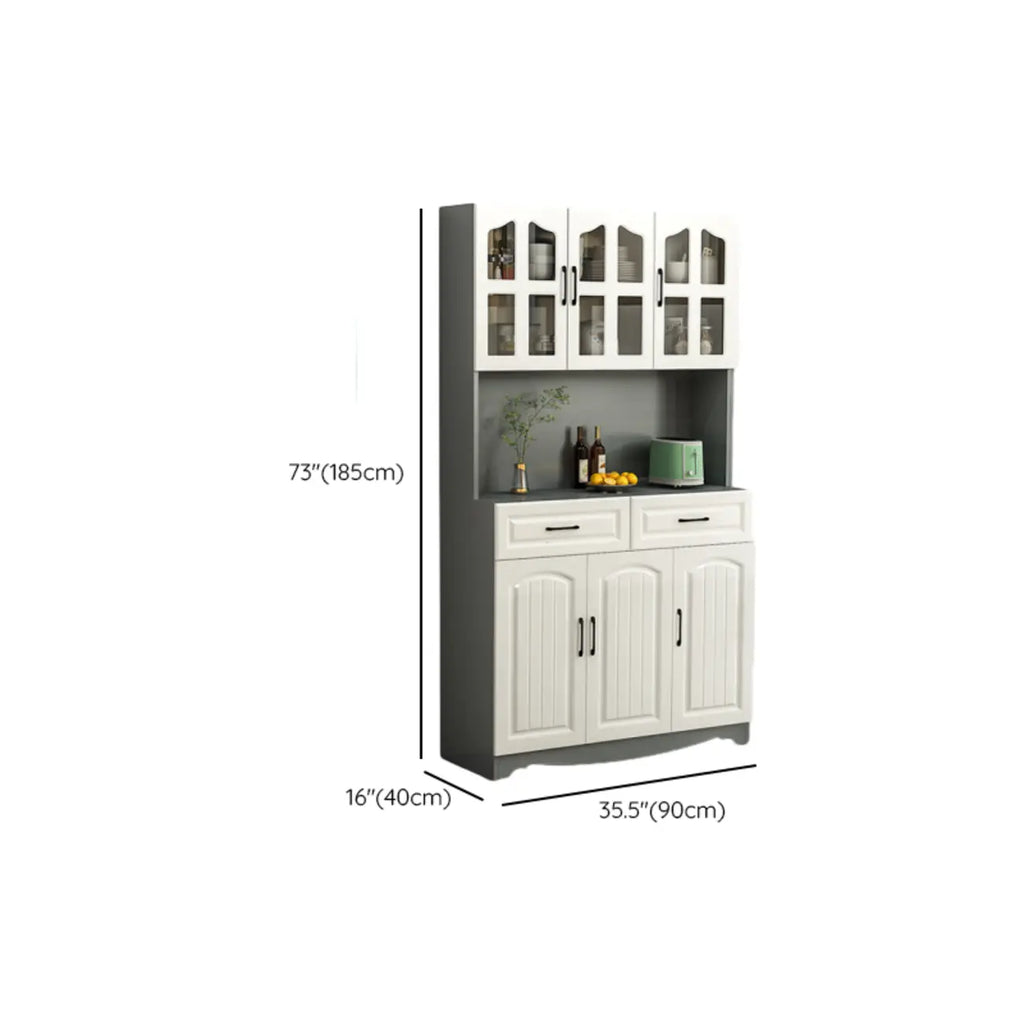 Buffet de cuisine en bois à plusieurs compartiments de rangement avec support pour micro-ondes