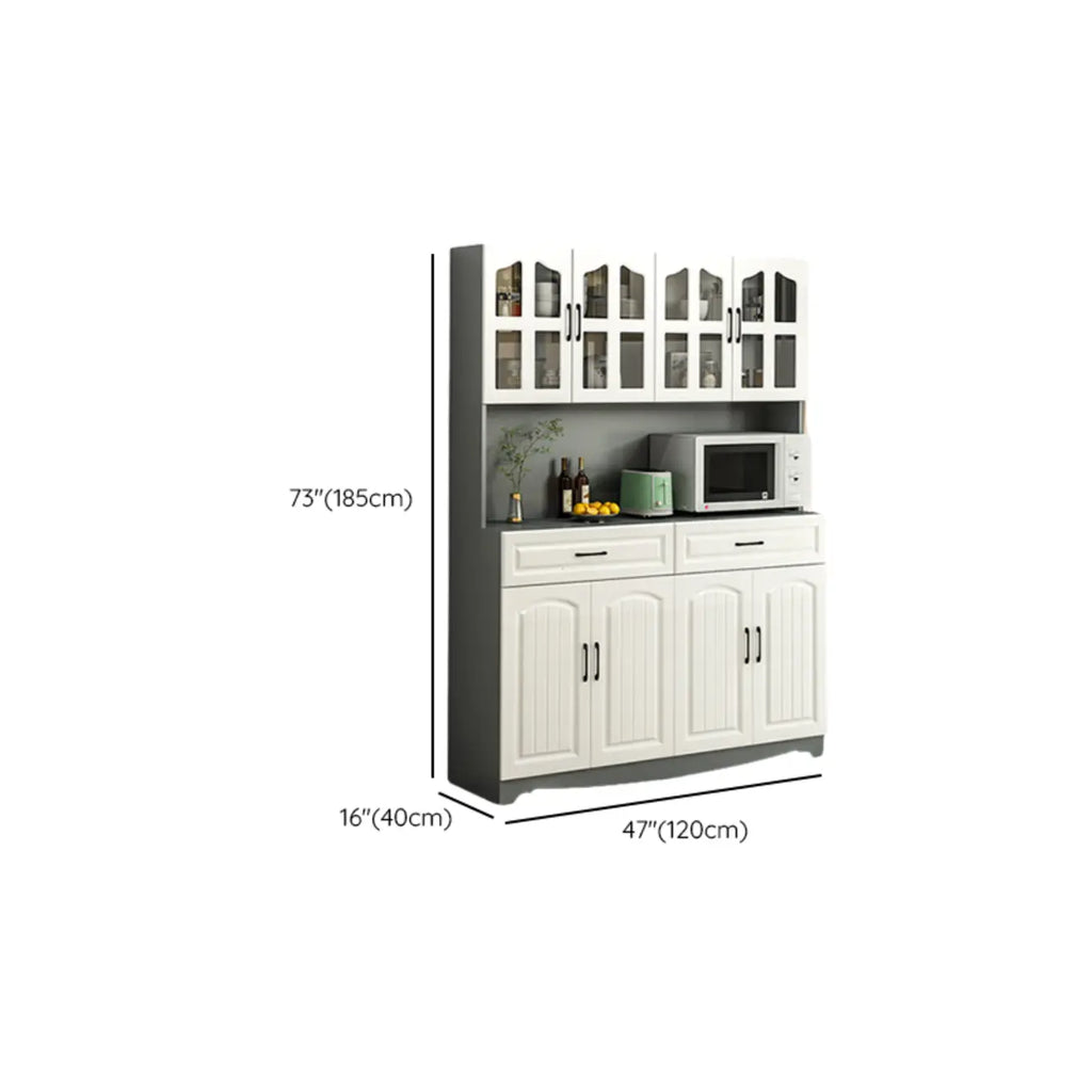 Buffet de cuisine en bois à plusieurs compartiments de rangement avec support pour micro-ondes