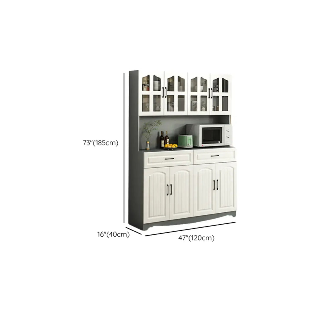 Buffet de cuisine en bois à plusieurs compartiments de rangement avec support pour micro-ondes