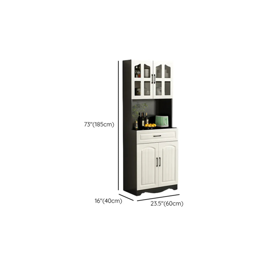 Buffet de cuisine en bois à plusieurs compartiments de rangement avec support pour micro-ondes