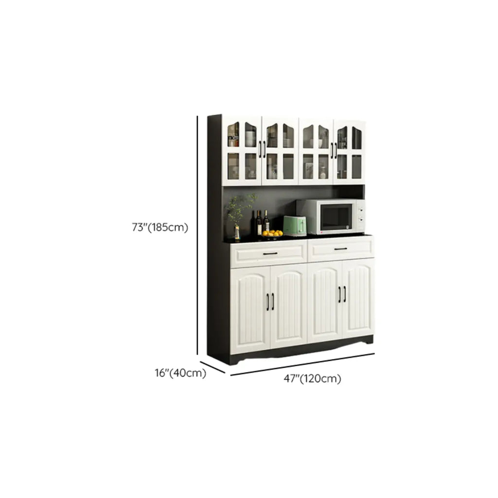 Buffet de cuisine en bois à plusieurs compartiments de rangement avec support pour micro-ondes