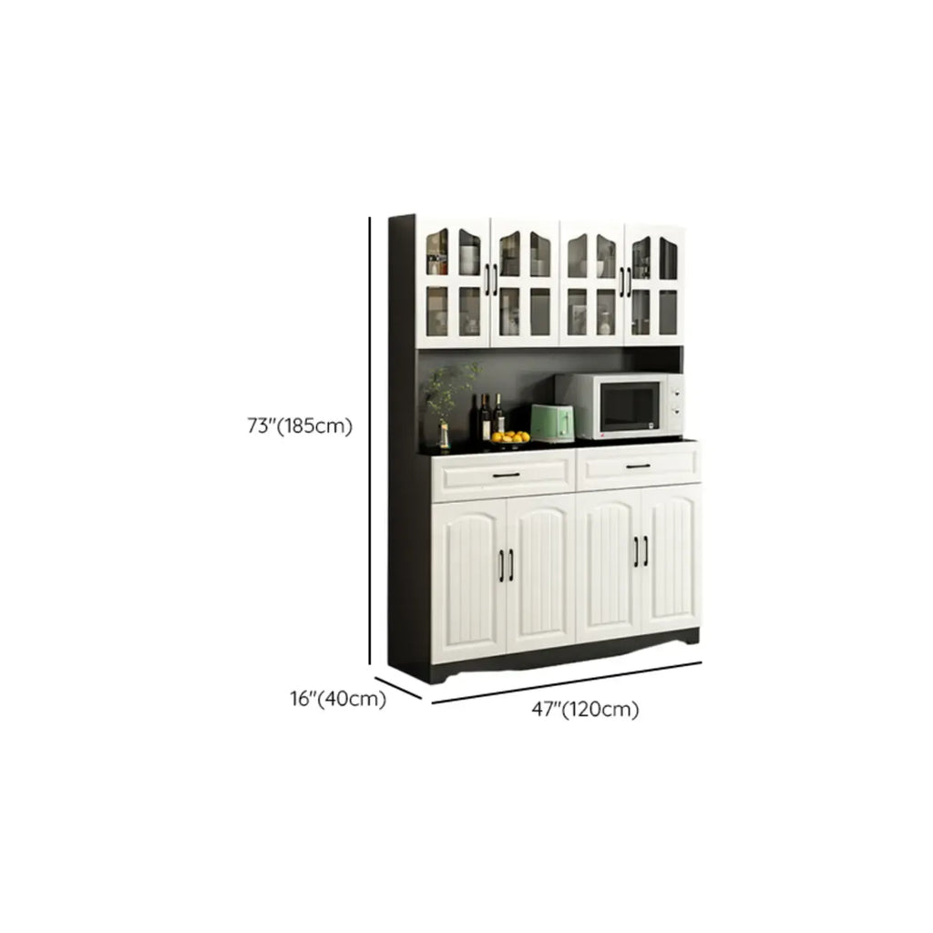Buffet de cuisine en bois à plusieurs compartiments de rangement avec support pour micro-ondes