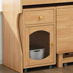 Buffet de cuisine mobile en bois naturel avec portes