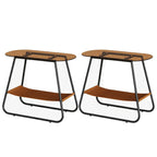 Table d'appoint ovale avec plateau en verre brun et structure en métal