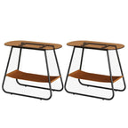 Table d'appoint ovale avec plateau en verre brun et structure en métal
