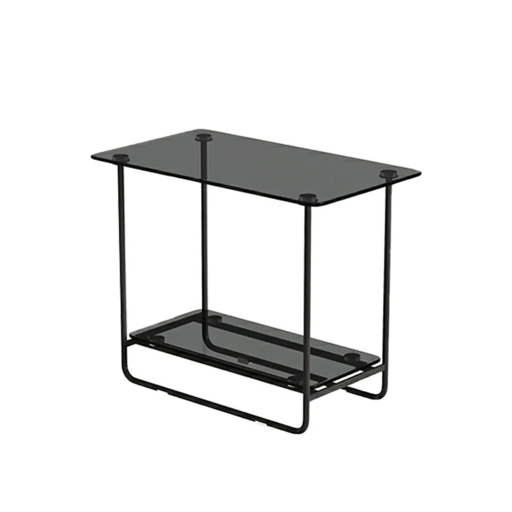 Table d'appoint ovale avec plateau en verre brun et structure en métal