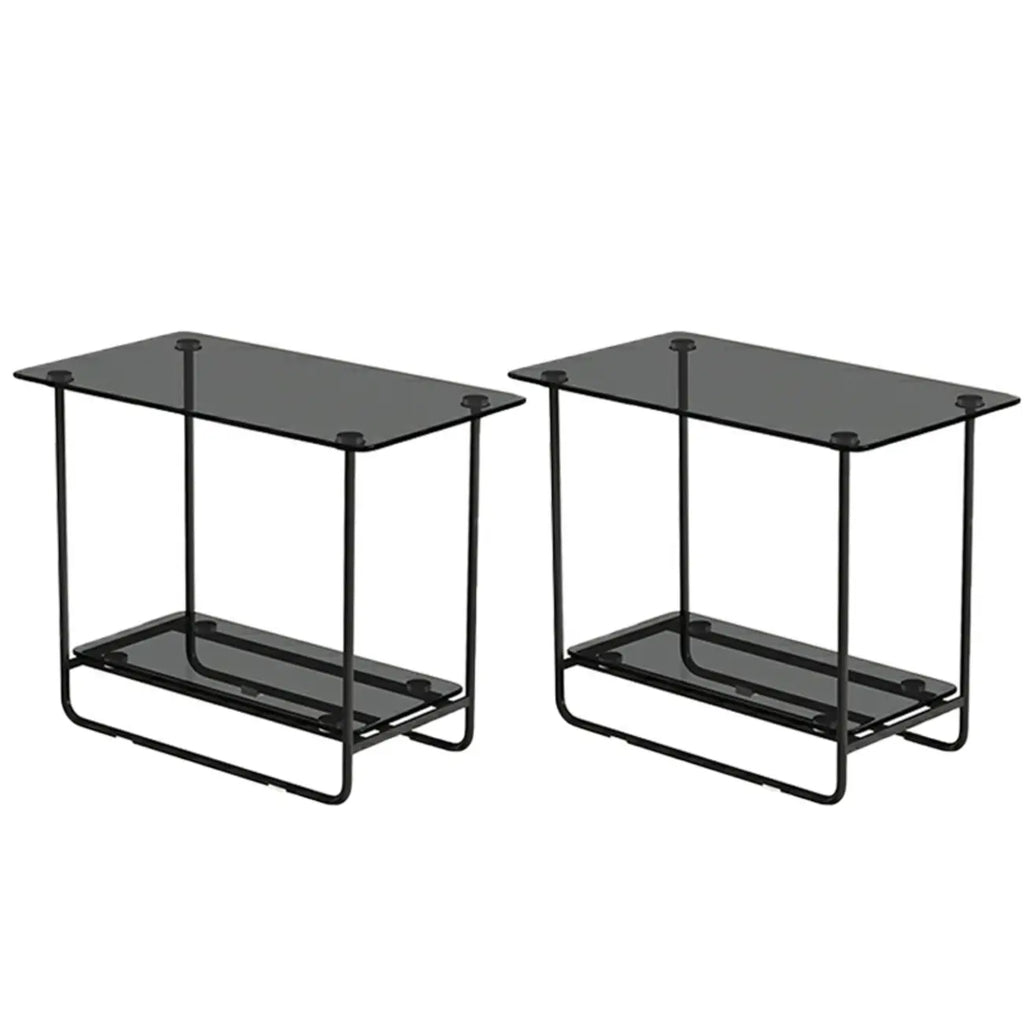 Table d'appoint ovale avec plateau en verre brun et structure en métal