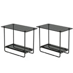 Table d'appoint ovale avec plateau en verre brun et structure en métal