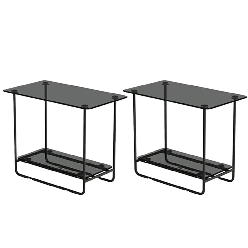Table d'appoint ovale avec plateau en verre brun et structure en métal