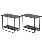Table d'appoint ovale avec plateau en verre brun et structure en métal