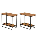 Table d'appoint ovale avec plateau en verre brun et structure en métal