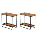 Table d'appoint ovale avec plateau en verre brun et structure en métal