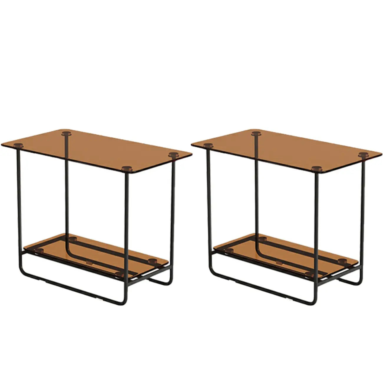 Table d'appoint ovale avec plateau en verre brun et structure en métal