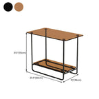 Table d'appoint ovale avec plateau en verre brun et structure en métal