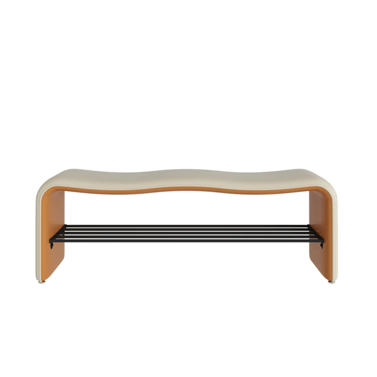 Banc d'entrée 2 places avec rangement, revêtement en métal uni et capitonné