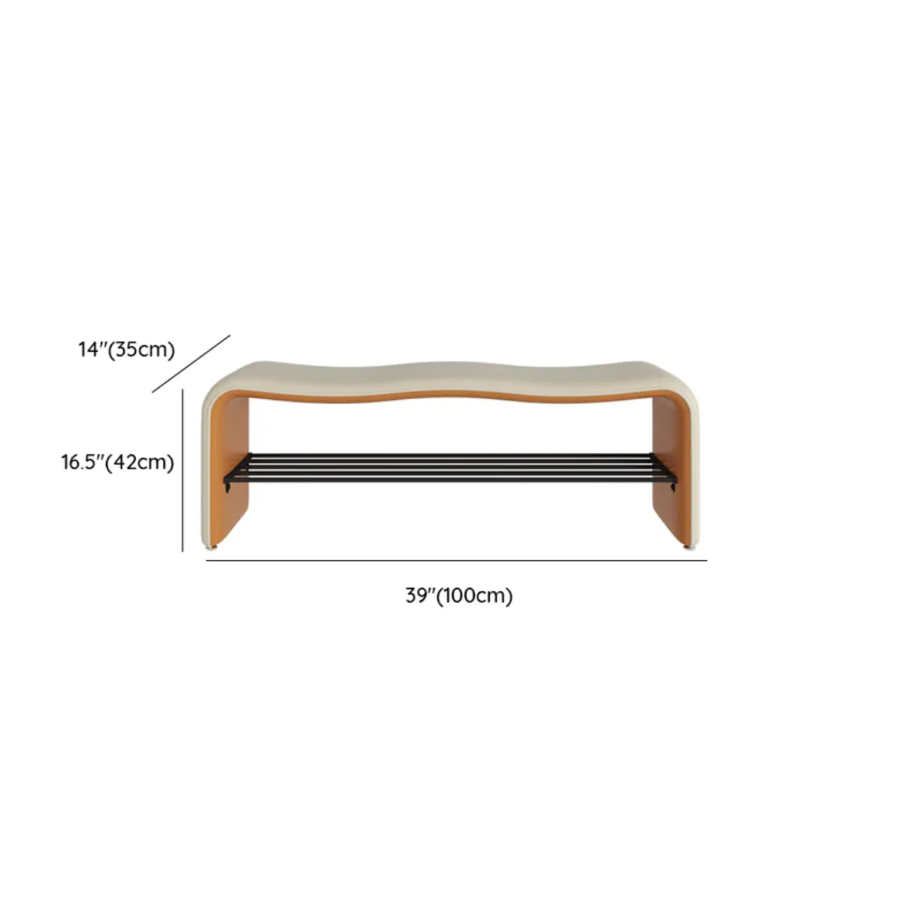 Banc d'entrée 2 places avec rangement, revêtement en métal uni et capitonné