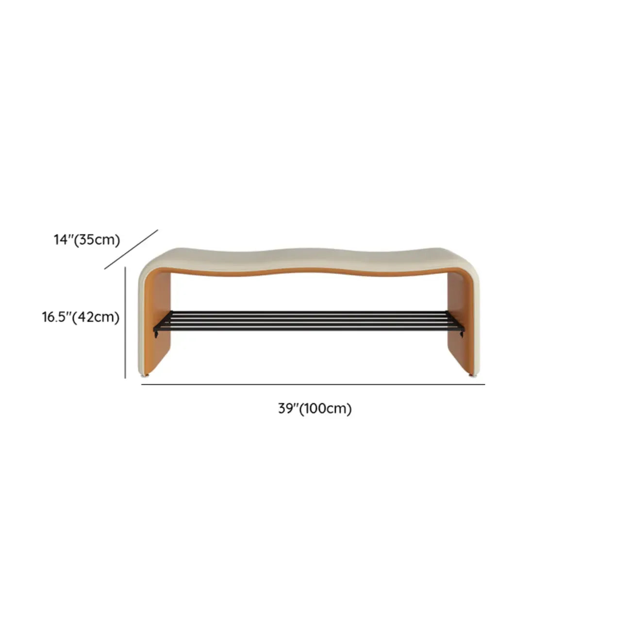 Banc d'entrée 2 places avec rangement, revêtement en métal uni et capitonné