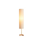 Lampadaire cylindrique en bois avec abat-jour en tissu pour chambre à coucher