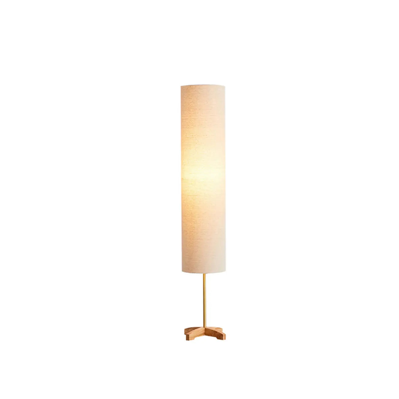 Lampadaire cylindrique en bois avec abat-jour en tissu pour chambre à coucher