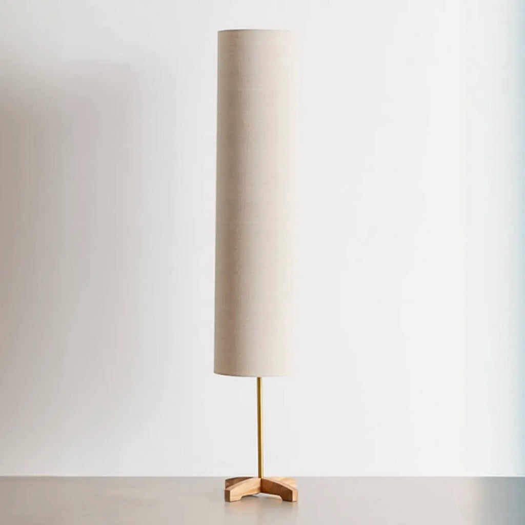 Lampadaire cylindrique en bois avec abat-jour en tissu pour chambre à coucher