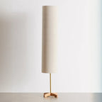 Lampadaire cylindrique en bois avec abat-jour en tissu pour chambre à coucher