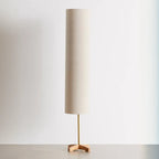 Lampadaire cylindrique en bois avec abat-jour en tissu pour chambre à coucher
