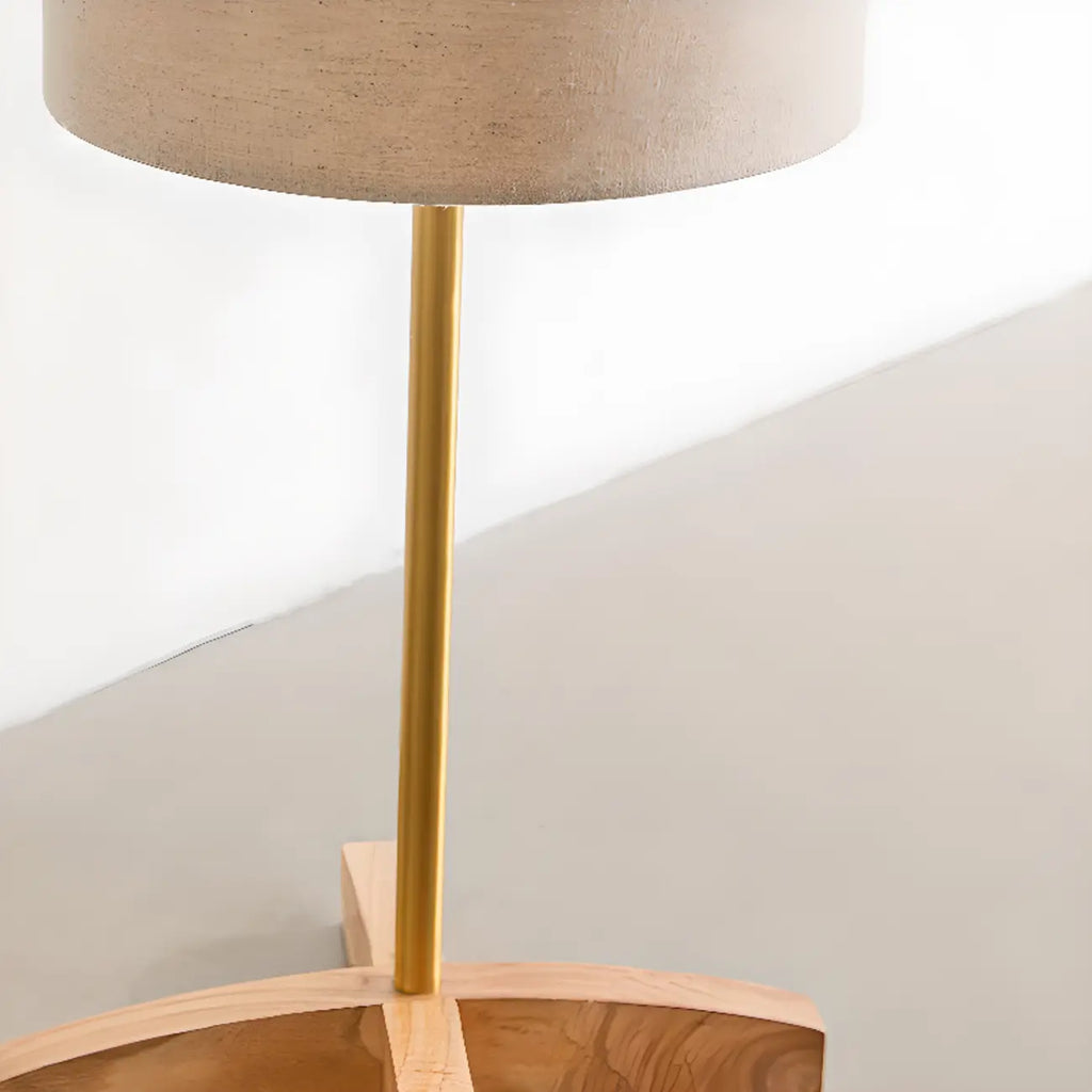 Lampadaire cylindrique en bois avec abat-jour en tissu pour chambre à coucher