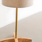 Lampadaire cylindrique en bois avec abat-jour en tissu pour chambre à coucher