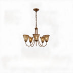Lampadario moderno a 6 luci con fiori in vetro color ambra