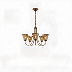 Lampadario moderno a 6 luci con fiori in vetro color ambra