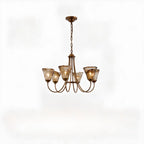 Lampadario moderno a 6 luci con fiori in vetro color ambra