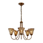 Lampadario moderno a 6 luci con fiori in vetro color ambra