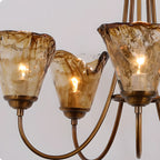 Lampadario moderno a 6 luci con fiori in vetro color ambra