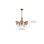 Lampadario moderno a 6 luci con fiori in vetro color ambra