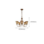 Lampadario moderno a 6 luci con fiori in vetro color ambra