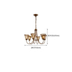 Lampadario moderno a 6 luci con fiori in vetro color ambra