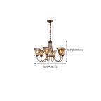 Lampadario moderno a 6 luci con fiori in vetro color ambra