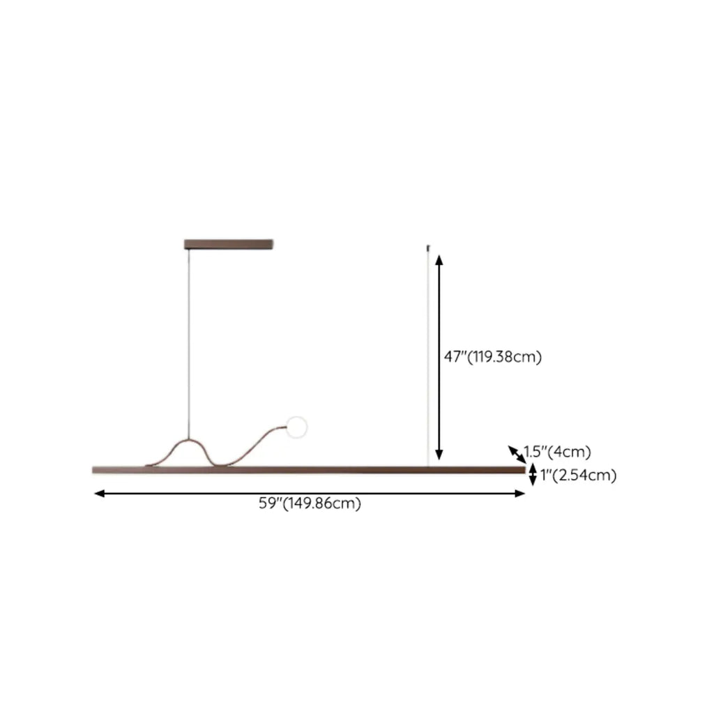 Lampadari a sospensione rettangolari sottili lineari a 2 luci in noce per isola