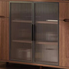 Buffet décontracté en bois brun avec portes vitrées
