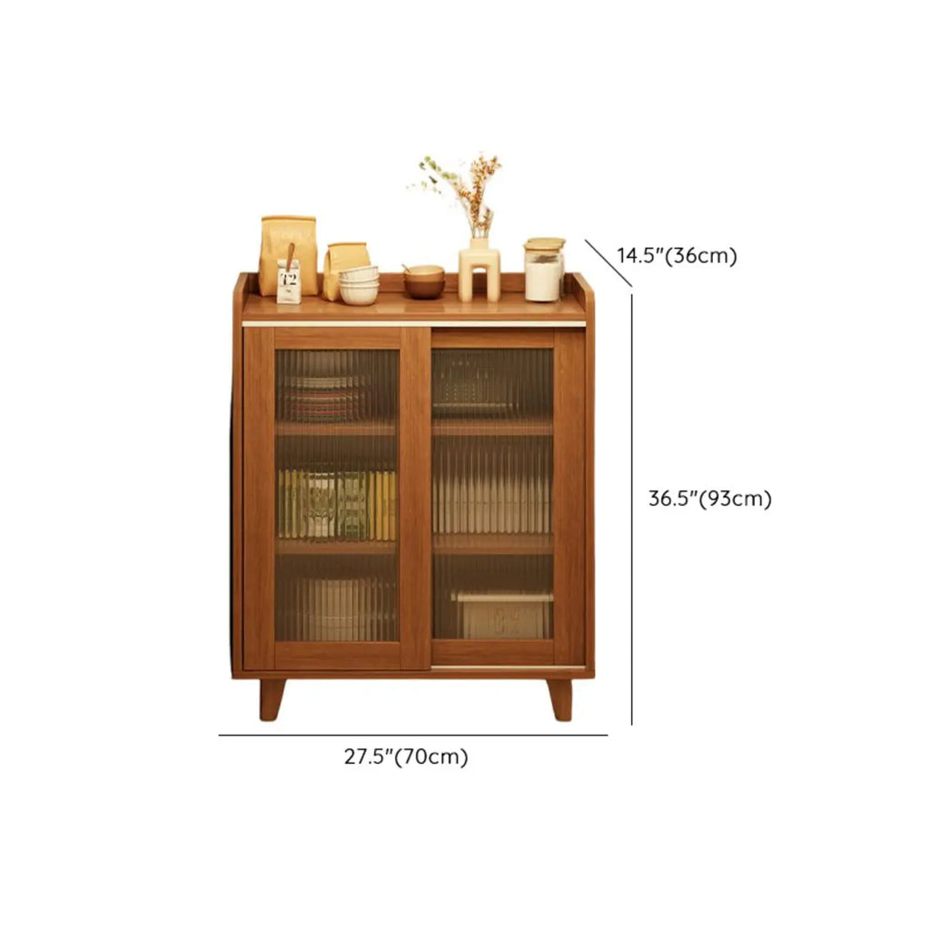 Buffet décontracté en bois brun avec portes vitrées
