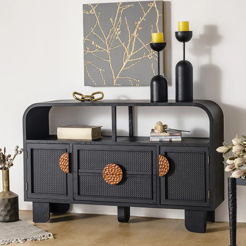 Buffet de rangement décontracté noir anthracite avec tiroirs