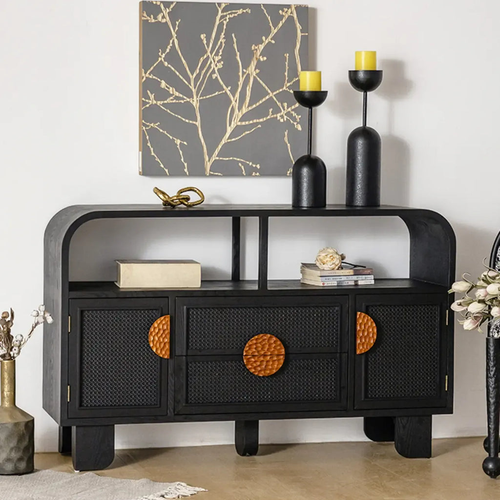 Buffet de rangement décontracté noir anthracite avec tiroirs