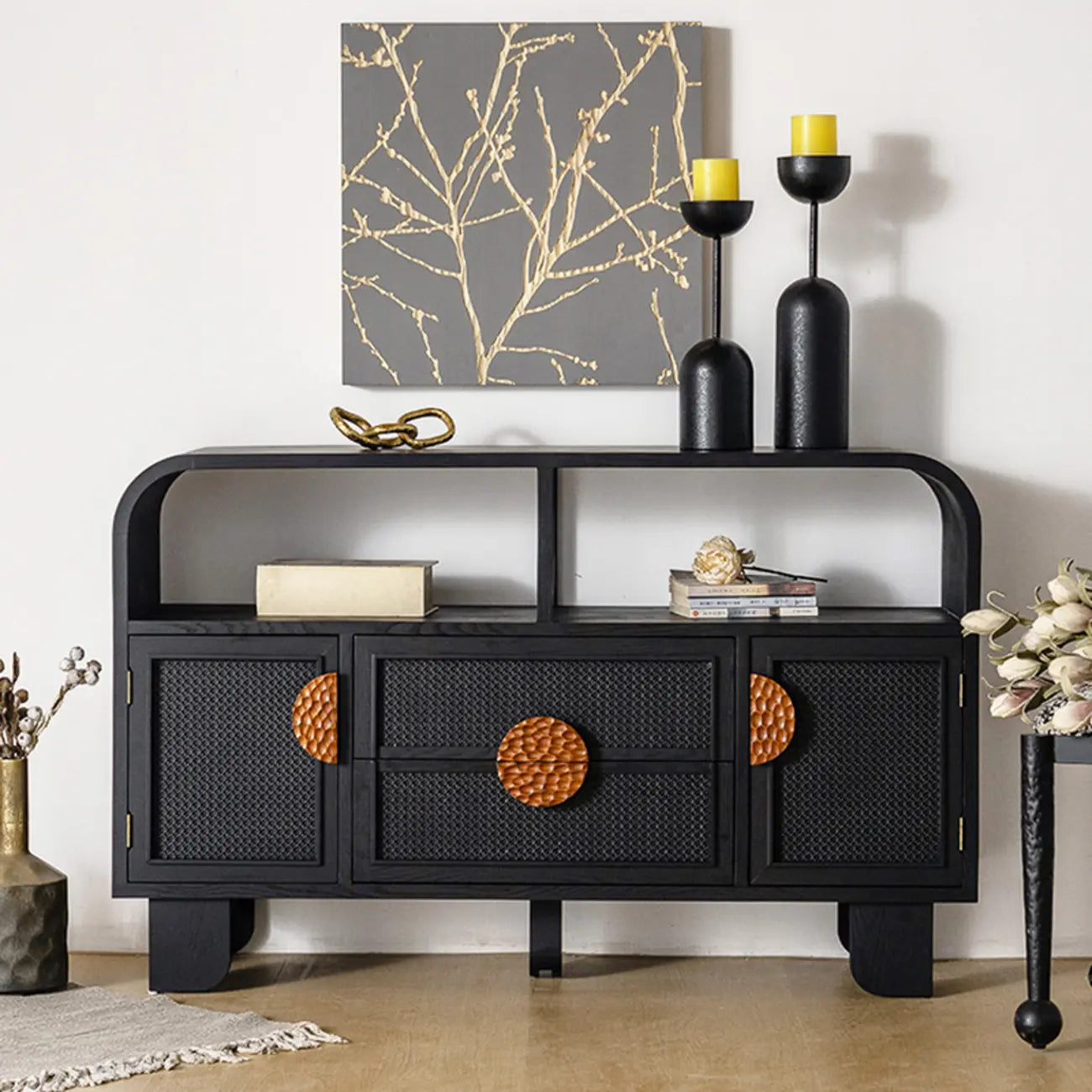 Buffet de rangement décontracté noir anthracite avec tiroirs