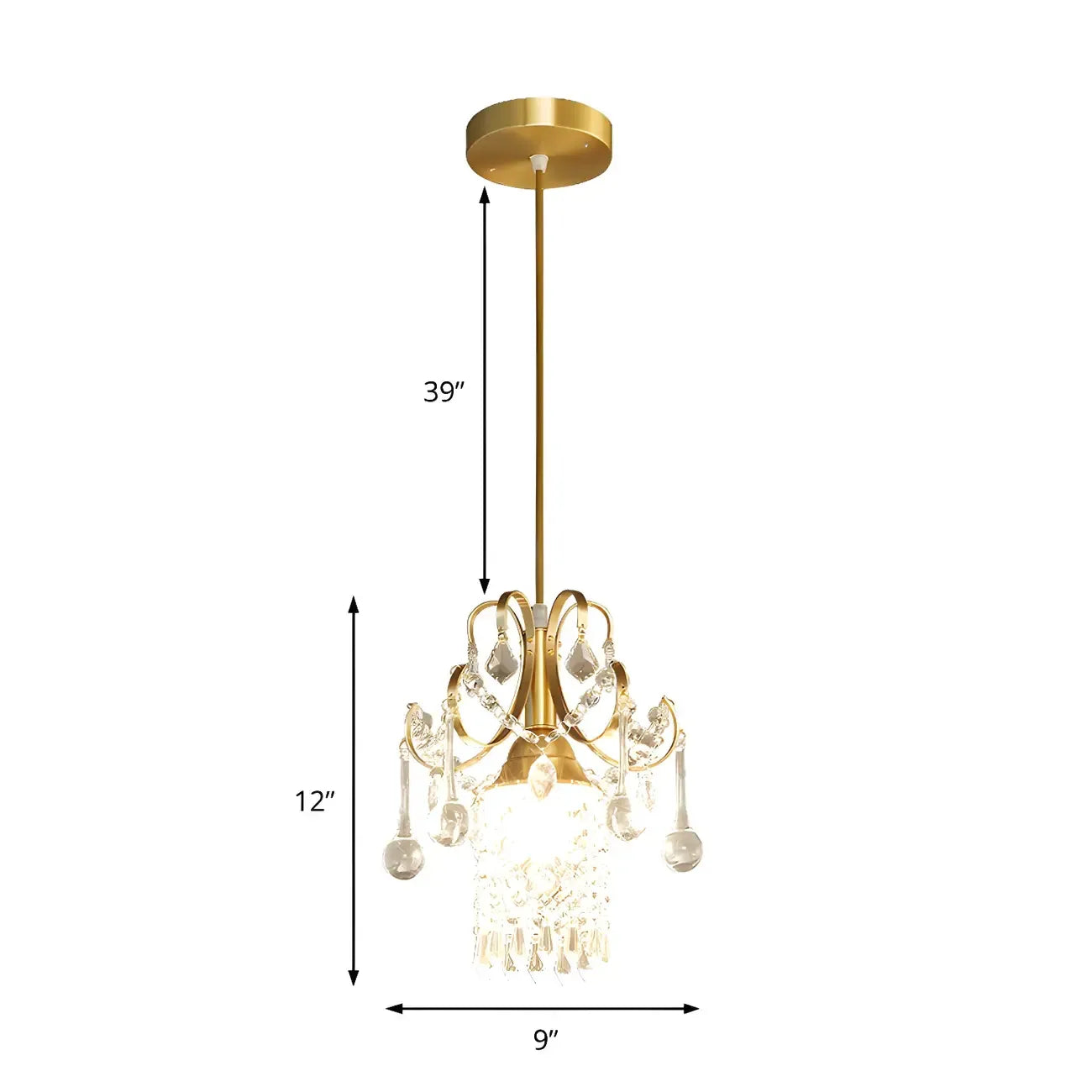 Suspension de luxe avec accents de cristal doré