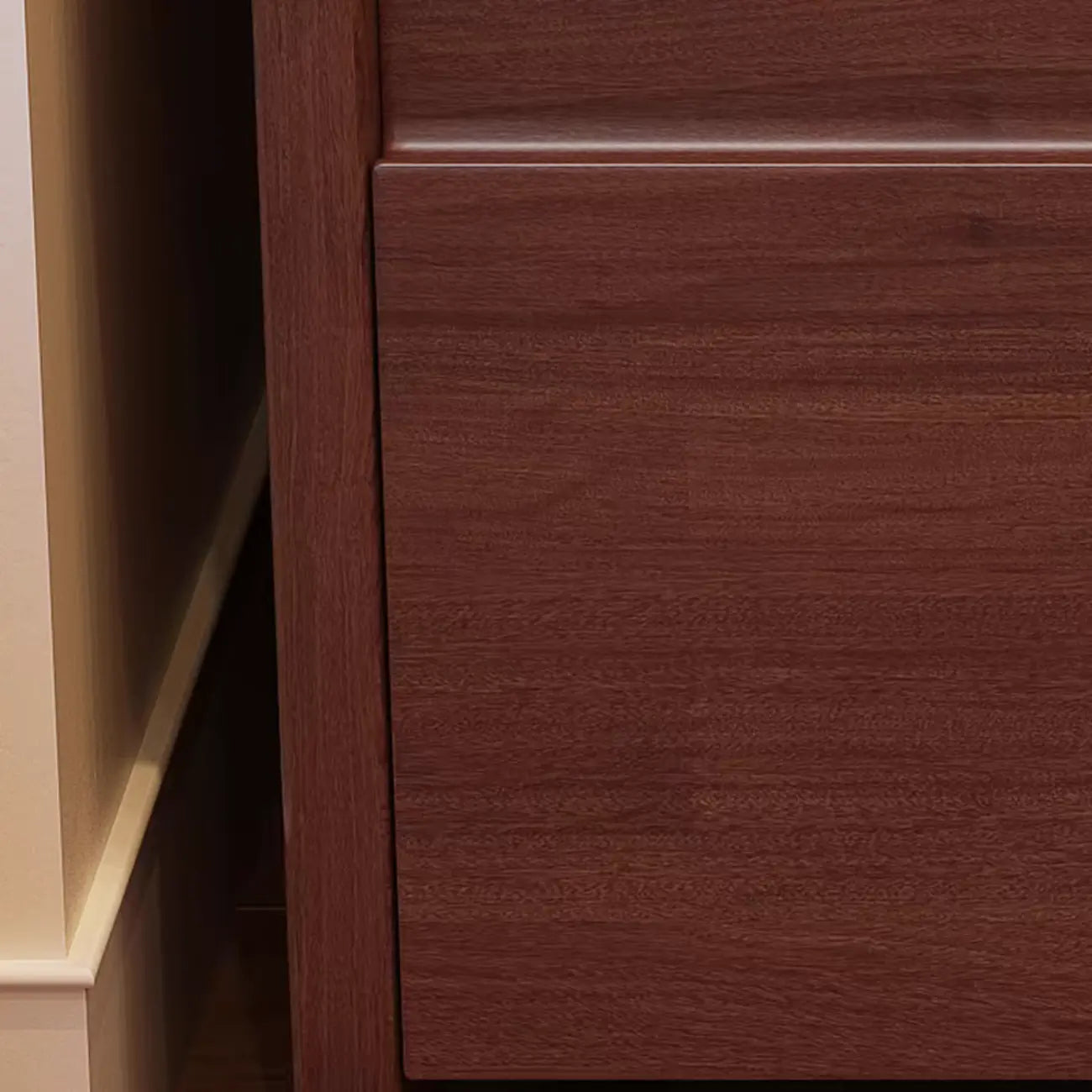 Table de chevet classique en bois brun noyer avec tiroir et étagère