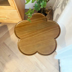 Table d'appoint ronde classique en bois brun et blanc sur pied