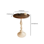 Table d'appoint ronde classique en bois brun et blanc sur pied