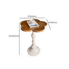 Table d'appoint ronde classique en bois brun et blanc sur pied